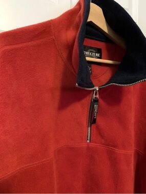 VINTAGE Structure Sport Jacket Men 2XL Red Fleece 1/4 Zip Pullover Thick 90s